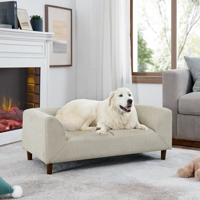 Mocamel Pet sofa with backrest and armrests, modern rectangular pet sofa suitable for small and medium dogs, soft cushion comfortable dog sofa