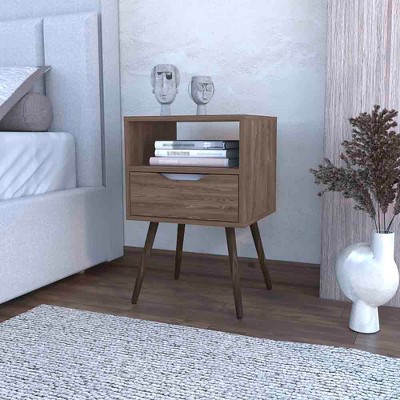 Grungis Modern Contemporary Nightstand with Single Drawer,Bedside Table with Open Shelf for Living Room Bedroom