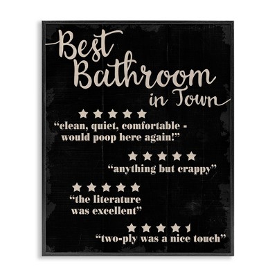 Stupell Industries Best Bathroom Five Star Black Funny Word Design Framed Giclee Art