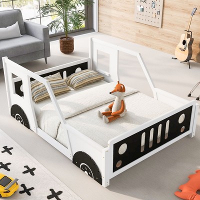 PAGED Stylish Bed Frame Classic Car-Shaped Platform Bed with Wood Frame, No Box Spring Required, Easy Assembly