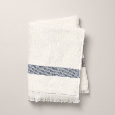 Textured Stripe Terry Bath Towel with Fringe - Hearth & Hand™ with Magnolia