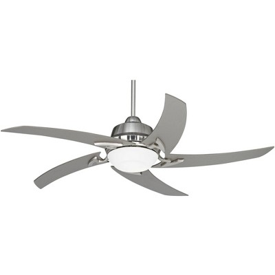 52" Casa Vieja Modern Indoor Ceiling Fan with LED Light Remote Control Brushed Nickel Silver White Opal Glass for Living Kitchen Bedroom Dining Room