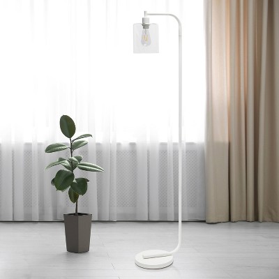 Antique Style Industrial Iron Lantern Floor Lamp with Glass Shade - Simple Designs