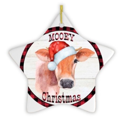 Mooey Christmas Cattle Star Cow Ornament| OrnamentallyYou