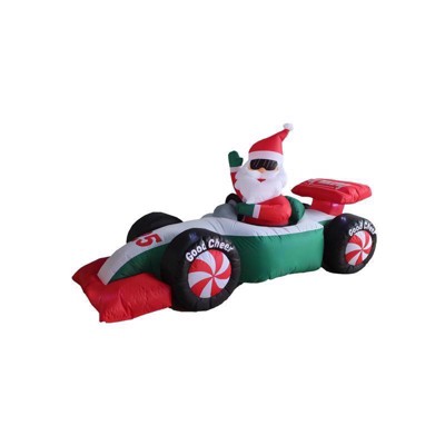 A Holiday Company - LED - Santa with Race Car - Inflatable - Clear - 4 ft. - Case of 4