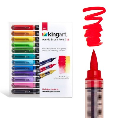 KINGART PRO Acrylic Paint Brush Pens 12 Colors
