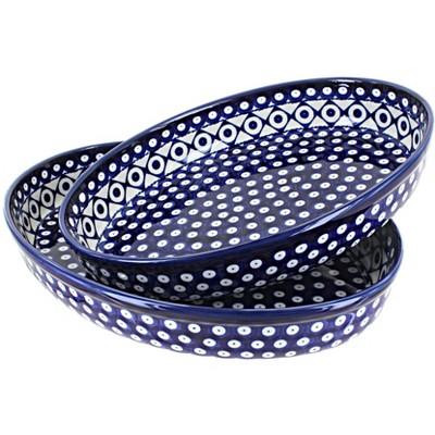 Blue Rose Polish Pottery 1600 Zaklady Oval Baker Set