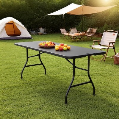 Dyonery foldable table, black matte design, anti-slip and wear-resistant bottom of the stand, waterproof tabletop. used both indoors and outdoors