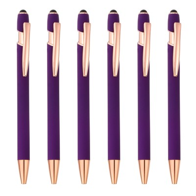 Unique Bargains Metal Black Ink Screen-touching Tip Medium Point Ballpoint Pen 6 Pcs
