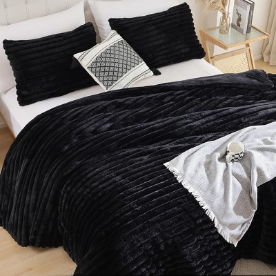BAGOKIE Fleece Fluffy Comforter Set 2/3 Pieces Bedding Set with Comforter & Pillowcase