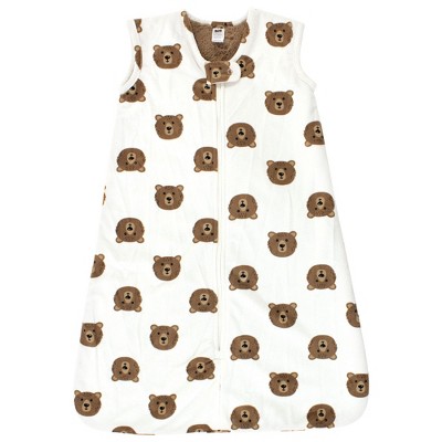 Hudson Baby Infant Boy Plush Faux Fur Sleeping Bag, Wearable Blanket, Brown Bear