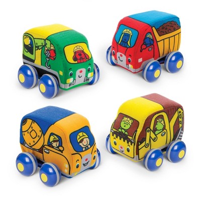 Melissa & Doug Pull-Back Construction Vehicles - Soft Baby Toy Play Set of 4 Vehicles: Rubber Grip Tires, Plastic Material