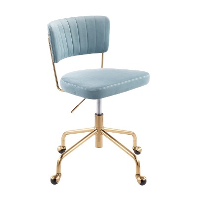 TiramisuBest Contemporary Light Blue Velvet Task Chair, 360¡ã Swivel, Adjustable Height, Indoor Use