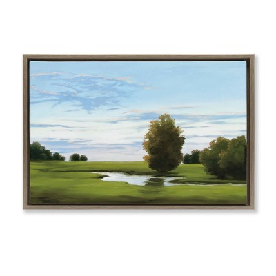 Stupell Industries Evening Light Countryside Floating Frame Canvas Art