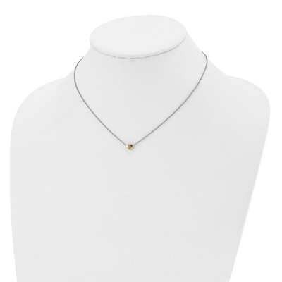 Chisel Stainless Steel Polished Yellow IP-plated Heart on a 16" Cable Chain Necklace