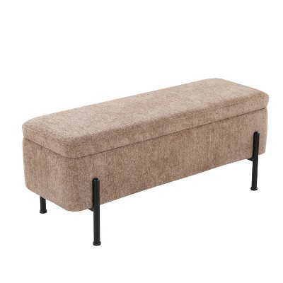 LumiSource Daniella Bench Black Steel/Brown Fabric