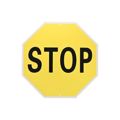 Unique Bargains Aluminum Reflective Traffic Durable Stop Sign Black Lettering On Yellow Background