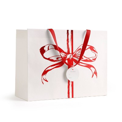 Minted 16"x12" Foil Elegant Bow Large Gift Bag Red/Ivory