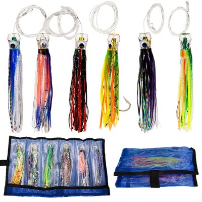 6 Pcs/set Steel 6.5 Inch Trolling Acrylic Octopus Lure Artificial Bionic Tuna Mackerel Fake Bait For Deep Water Saltwater Sea Fishing