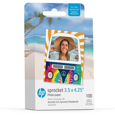 HP Sprocket 3.5 x 4.25" Zink Sticky-backed Photo Paper Compatible with HP Sprocket 3x4 Photo Printer