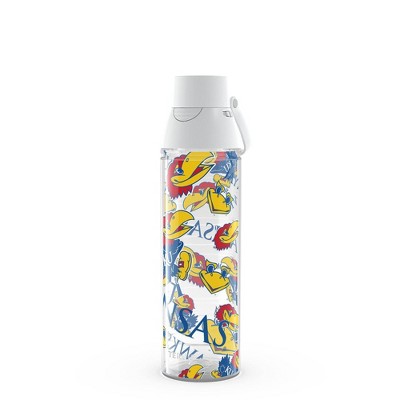 NCAA Kansas Jayhawks Tervis All Over Venture Water Bottle - 24oz: Flip-Top Lid