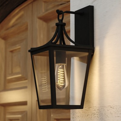 VAXCEL Cottage Grove 1 Light Matte Black Transitional Outdoor Wall Lantern Clear Glass