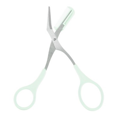 Unique Bargains Portable Stainless Steel Eyebrow Trimmer Scissors with Comb 1 Pc