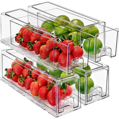 Sorbus Small Clear Stackable Pull-Out Drawers - Organization and Storage Containers for Kitchen, Pantry, Bathroom and More