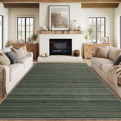 Modern Striped Rug  Soft Low Pile Area Rug for Living Room Bedroom Neutral Carpet with Non Slip Backing Contemporary Floor Rug for Home Decor