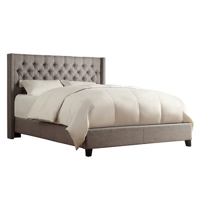 Highland Park Button Tufted Wingback Bed King Smoke - Inspire Q: Hardwood Frame, Polyethylene Foam