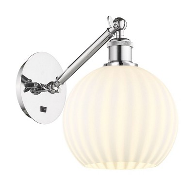 White Venetian - 1 Light Arm Adjusts Up and Down Wall Sconce In Modern Style-10 Inches Tall and 8 Inches Wide