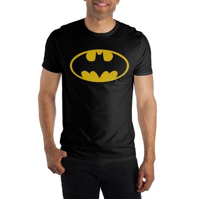 Batman Classic Yellow Bat Logo Black Graphic Tee Shirt T-Shirt
