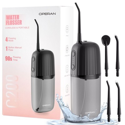 Operan Wireless Water Flosser, Portable Electric Water Dental Flossers, Oral Irrigator with 4 Nozzles, 4 Modes, 200 ml, IPX7 Waterproof, Rechargeable for Teeth Cleaning, for Family and Travel