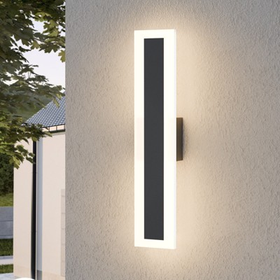 LamQee Black Long Outdoor Wall Lights Modern Exterior Lighting Fixtures LED Linear Outdoor Wall Sconces Lighting