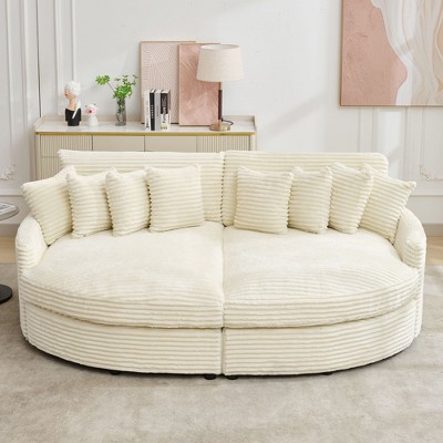 Hyleory Corduroy Oversized left and right chaise lounge Sectional Sofa with 8 pillows,Upholstered Convertible Sofa