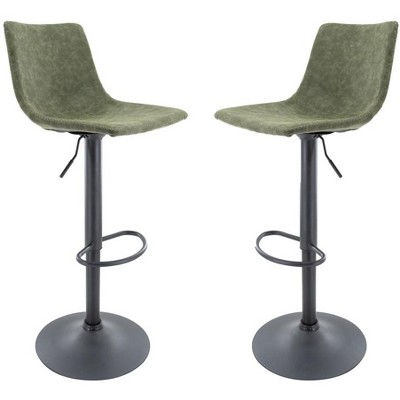 LeisureMod Tilbury Modern Adjustable Bar Stool Set of 2 with Footrest and Swivel, Counter Height Chairs for Kitchen Island, Breakfast Bar, or Home Bar