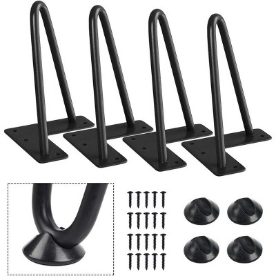 Aoibox 6 Inch Heavy Duty Metal Hairpin Furniture Legs with Rubber Floor Protectors for DIY Projects Black 4PCS