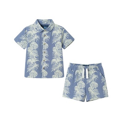 Andy & Evan  Toddler Palm Stripe Print Linen Buttondown Set