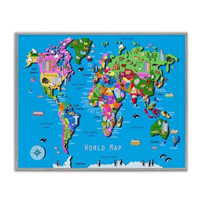 Stupell Industries Educational World Map, 30" x 24"