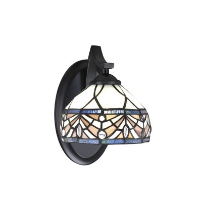 Toltec Lighting Zilo 1 - Light Sconce in  Matte Black with 7" Royal Merlot Art Glass Shade