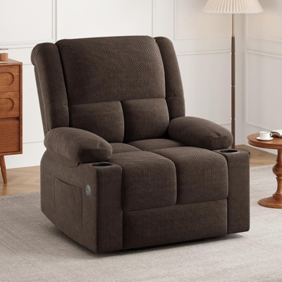 INFURNIC Sofas Power Lift Recliner Sofas with Massage and Heat for Elderly People for Living Room, Brown,39.8"*29"*41"