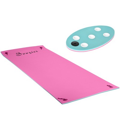 Soozier Floating Mat for Lakes and Pools with 5 Drink Holders, Portable Water Mat Lily Pad
