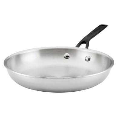 KitchenAid 10" 5-Ply Clad Stainless Steel Induction Frying Pan Silver: Dishwasher-Safe, Gas & Electric Compatible Skillet