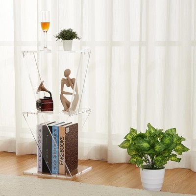 3-Tier Oval/Tree Shape Acrylic Bookshelf - Transparent Frameless Design, Modern Decorative Shelf, Multiple Sizes