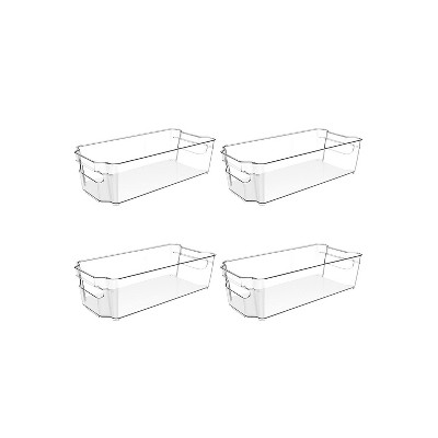 J&V TEXTILES Clear Freezer Storage Organizer Bins, Set of 4, Stackable Refrigerator Containers