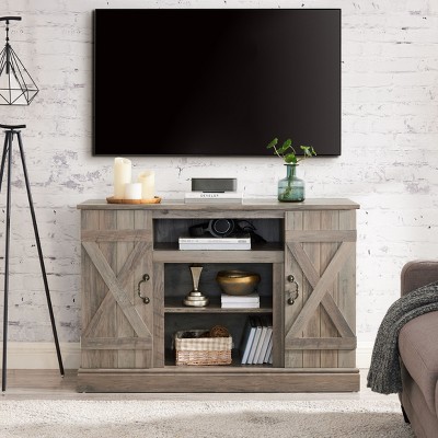 CAVINAS TV Stand Farmhouse TV Stand Classic Entertainment Center with Storage Space for TV up to 50"