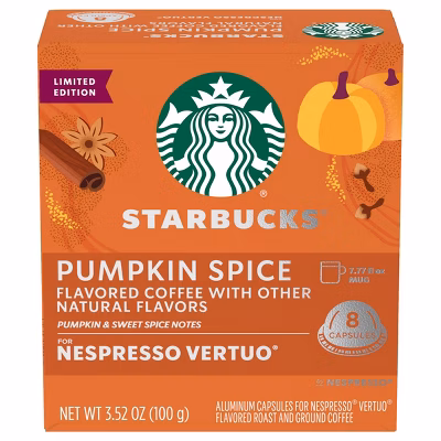 Starbucks by Nespresso Vertuo Line Pumpkin Spice Flavored Light Roast Coffee Pods - 8ct