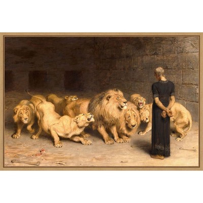 Amanti Art Daniel in the Lions Den 1872 by Briton Riviere Framed Canvas Wall Art