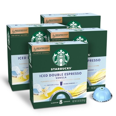 Starbucks by Nespresso Vertuo Line Iced Double Espresso Vanilla Flavored Light Roast Coffee Pods - 32ct