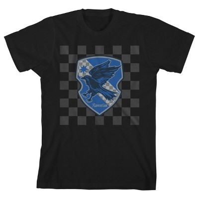 Harry Potter Ravenclaw Shield on Checkered Background Black T-shirt Toddler Boy to Youth Boy